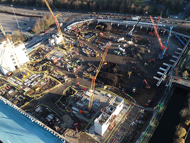 new build areal site view