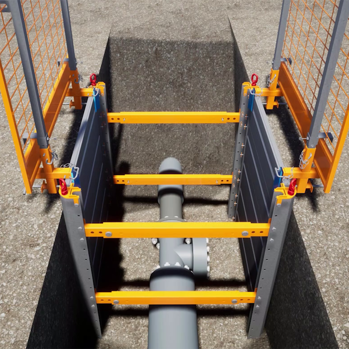 Mabey Hire modular aluminium panel (MAP) box 2 side with edge protection