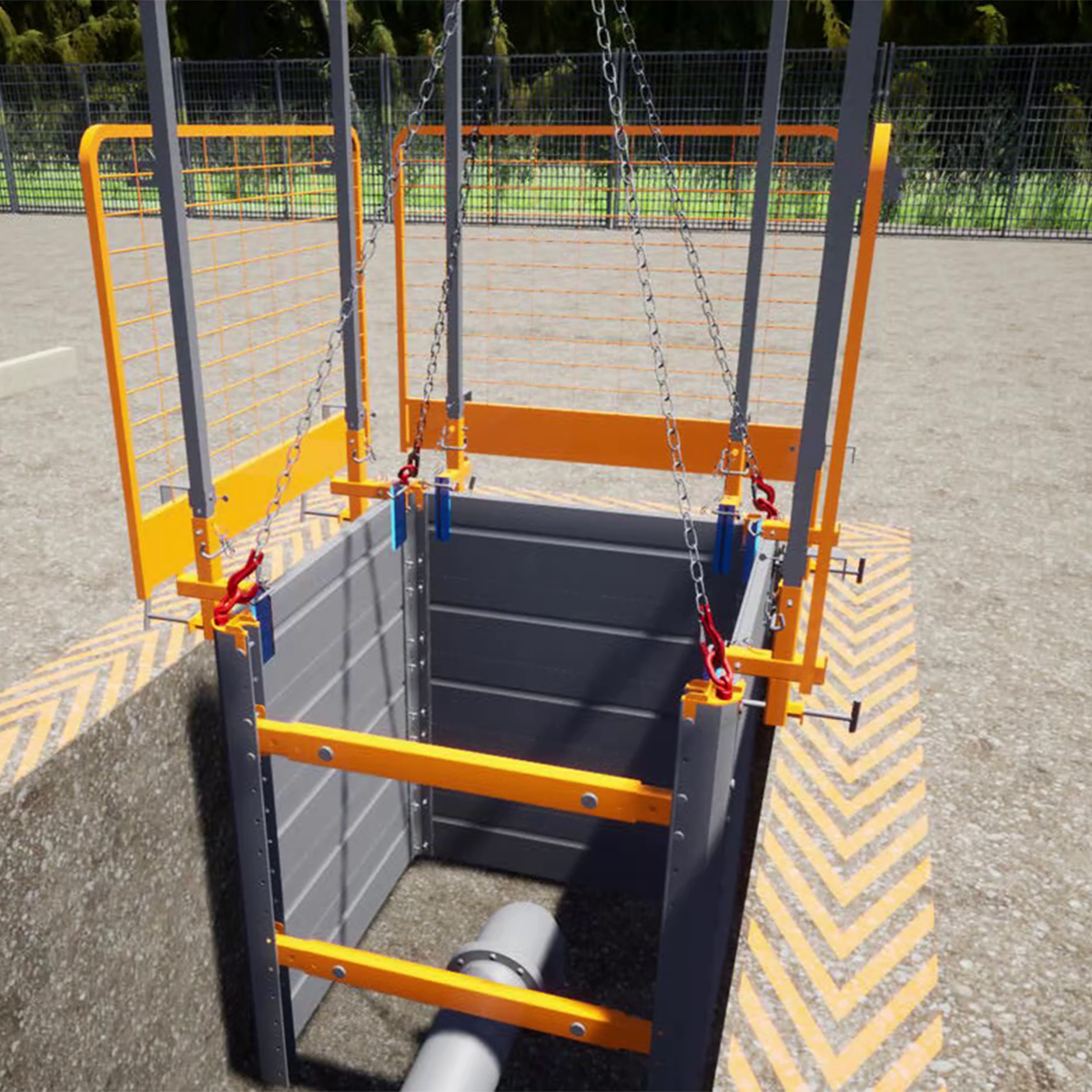 Mabey Hire modular aluminium panel (MAP) box 3 side with edge protection