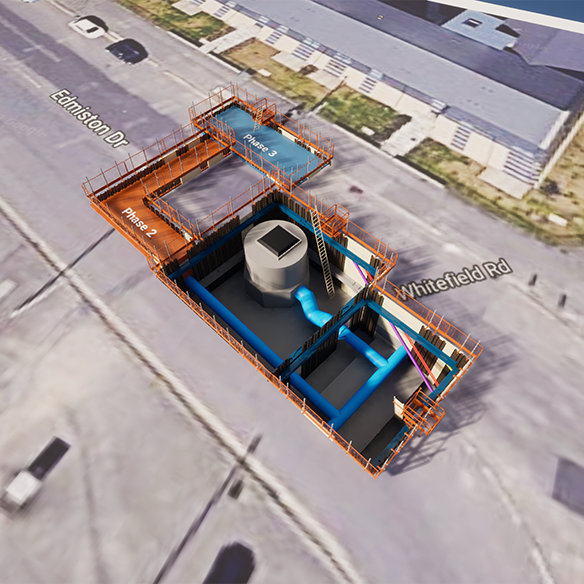 EVE platform and temporary works to help install a new trunk main, boosting Scottish Water’s supply resilience