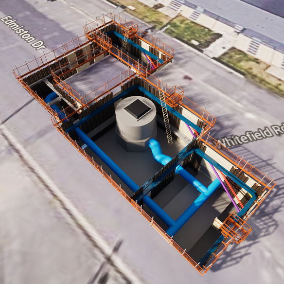 EVE platform and temporary works to help install a new trunk main, boosting Scottish Water’s supply resilience