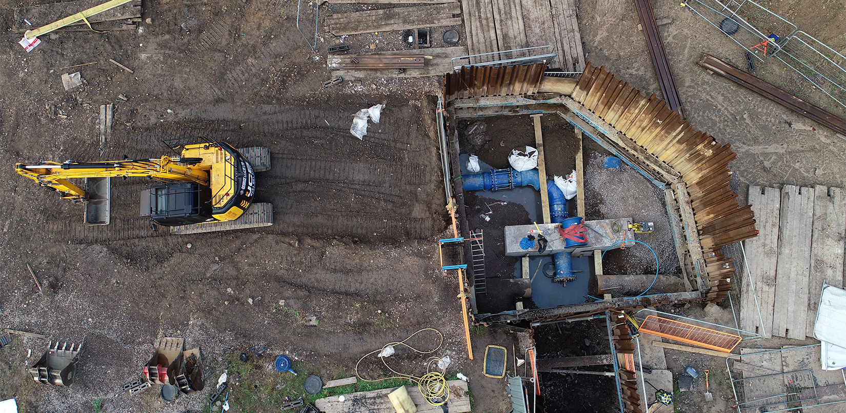 cofferdam groundworks excavation Happendon Scotland