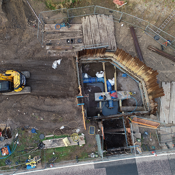 cofferdam groundworks excavation Happendon Scotland