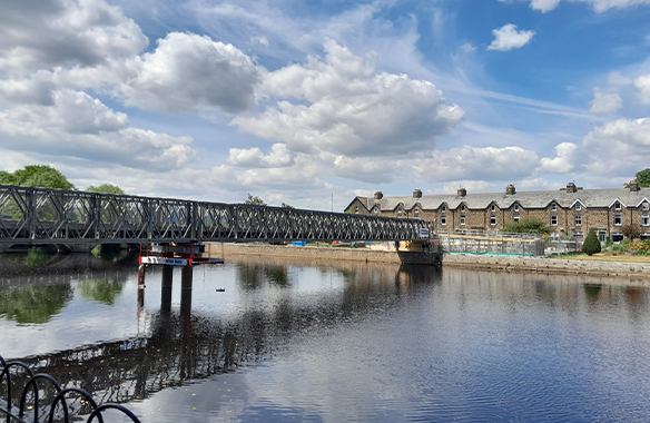 Temporary bridge utilised during refurbishments to 13th century listed bridge