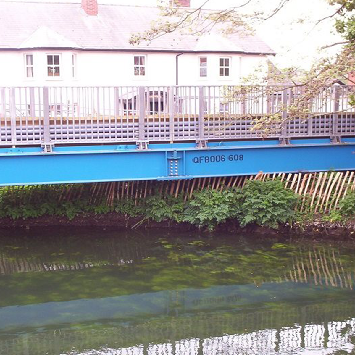Mabey Hire pedestrian beam bridge on site over river