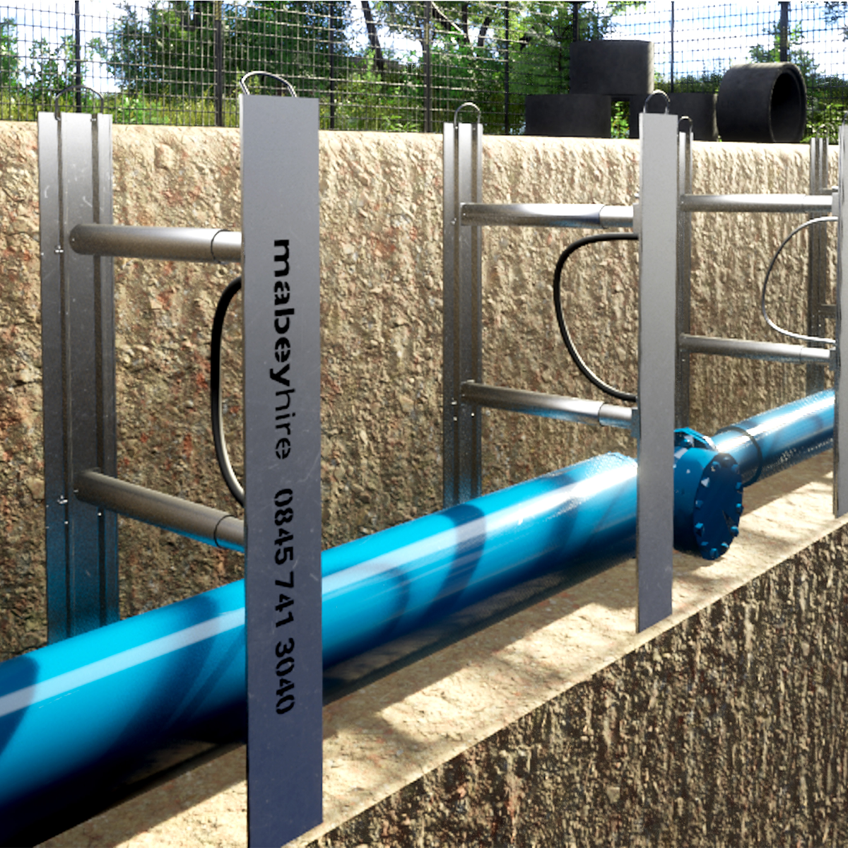 Mabey Hire vertishore lightweight shoring over pipework