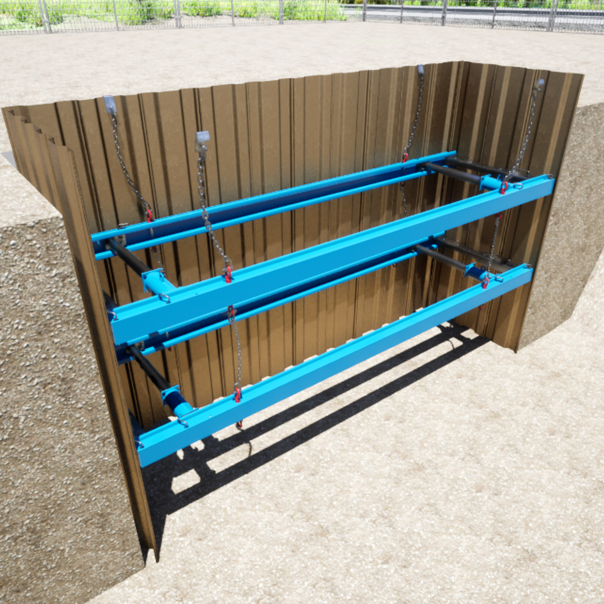 Mabey Hire aluminium waler lightweight shoring on site