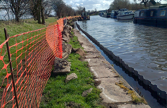 Trench sheets provide edge protection to canal