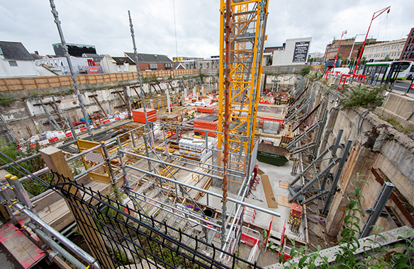 Bespoke basement propping installed to facilitate city centre development