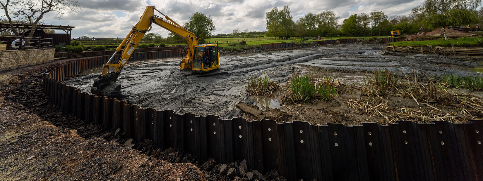 Mabey Hire sheet piling on site